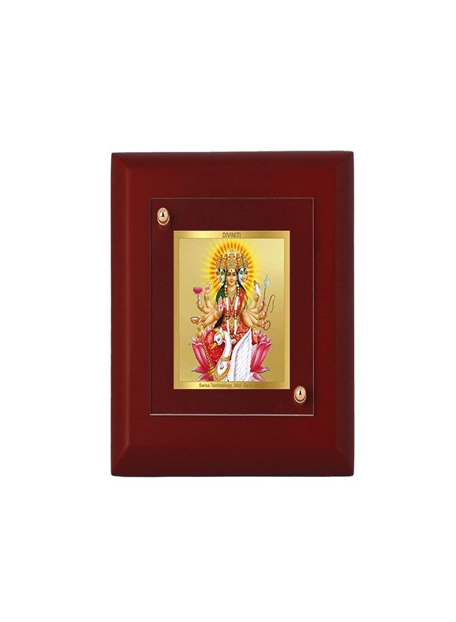 DIVINITI 24K Gold Plated Foil Goddess Gayatri Mata Photo Frame For Home Decor, Table Top|MDF 1A with |Religious Photo Frame Idol For Pooja, Prayer, Gift (10 CM X 10 CM) - Image 1